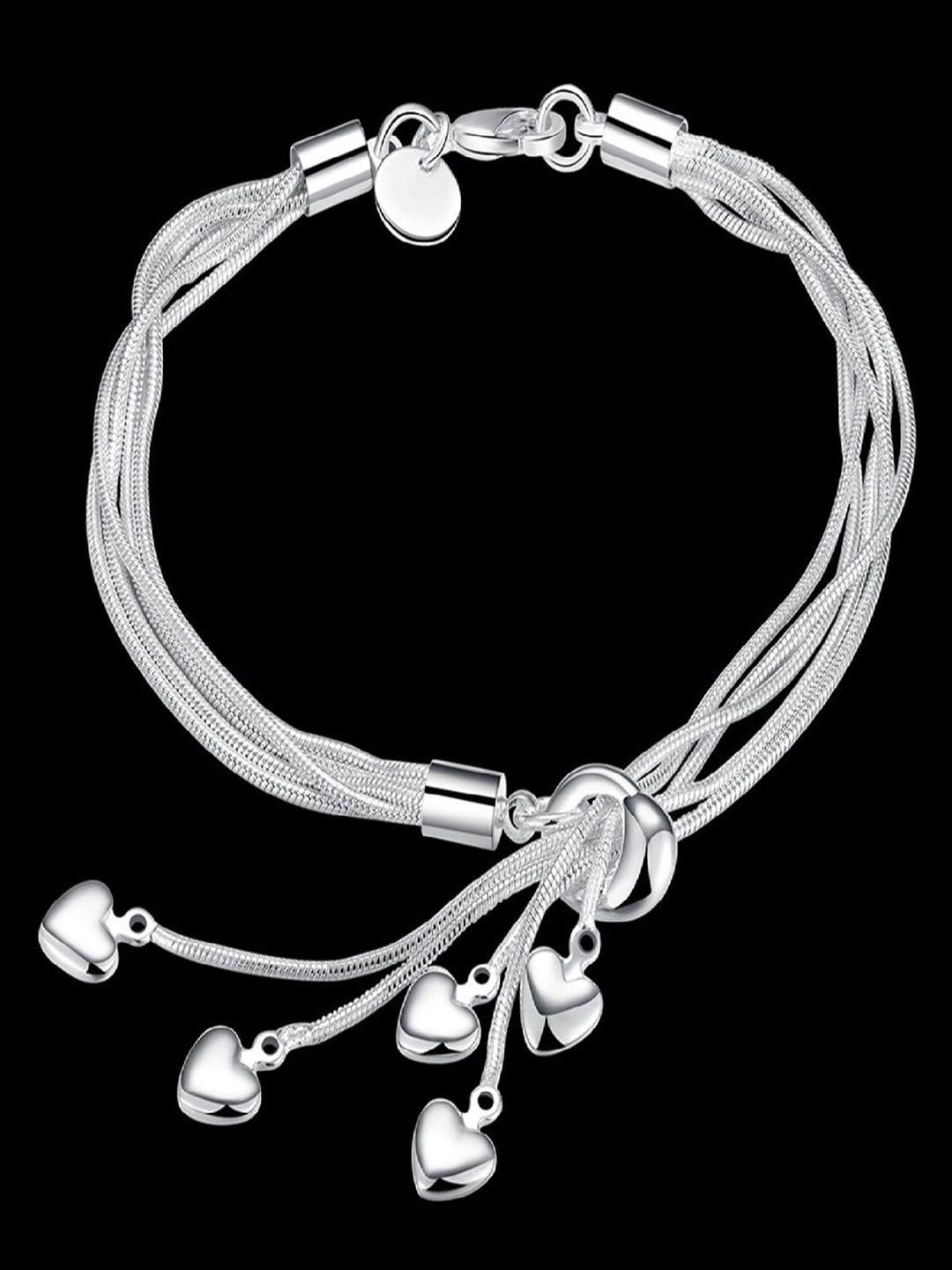 mahi women silver-toned rhodium-plated link bracelet