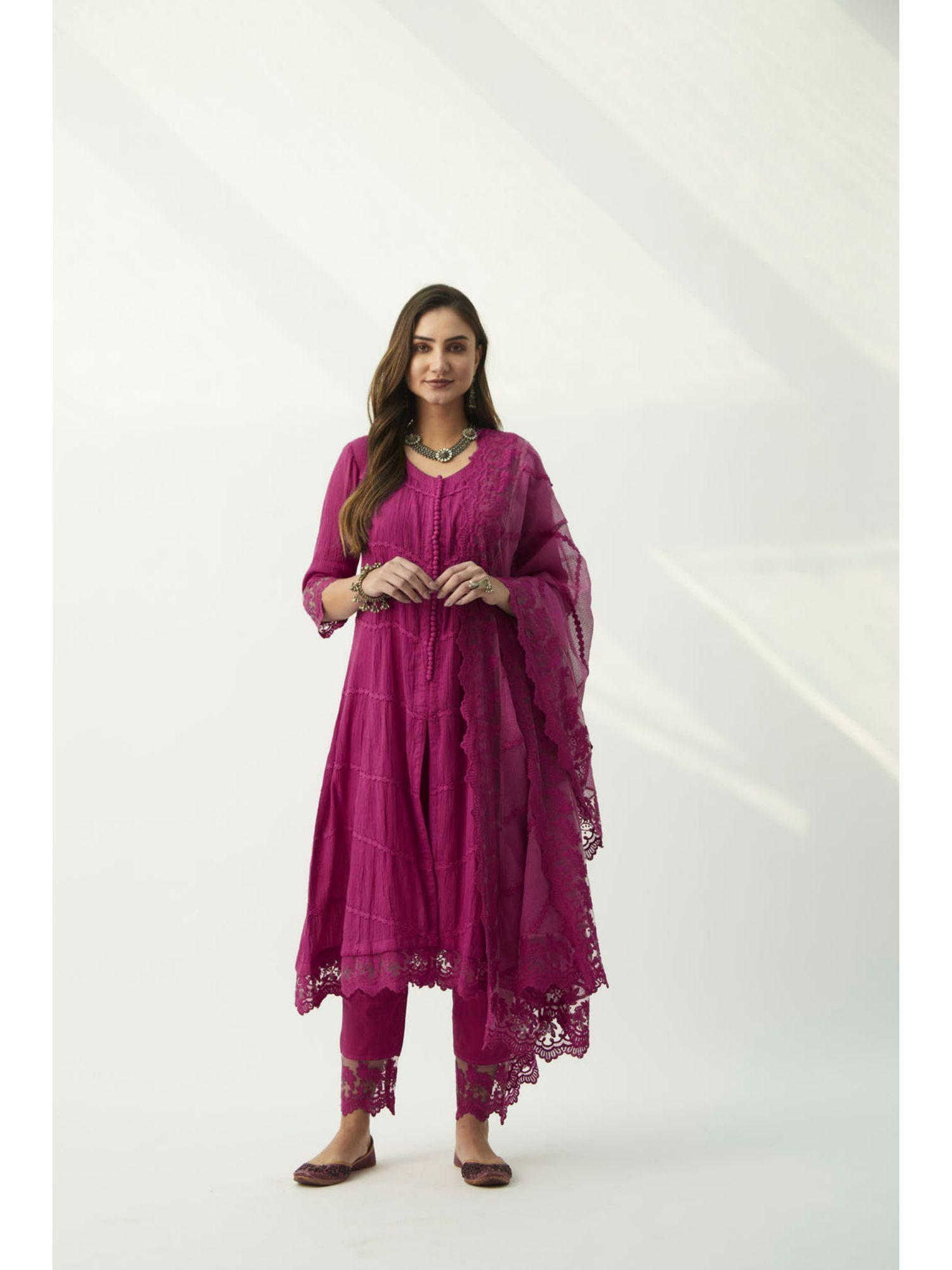 mahjabeen magenta suit (set of 3)