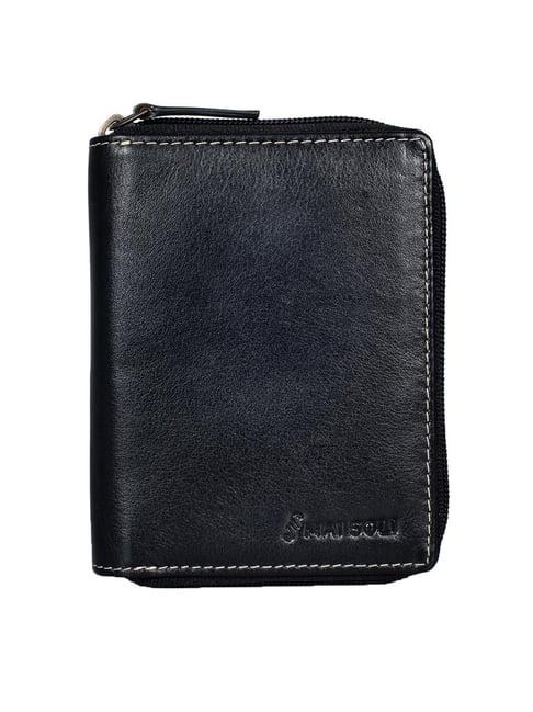 mai soli  black solid zip around wallet for women
