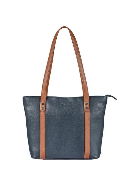 mai soli  navy solid medium tote handbag