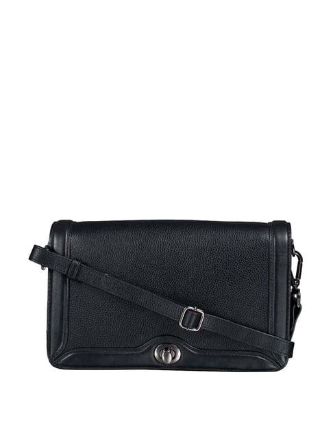 mai soli black solid medium sling handbag