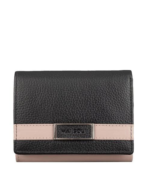mai soli christine black solid tri-fold wallet for women