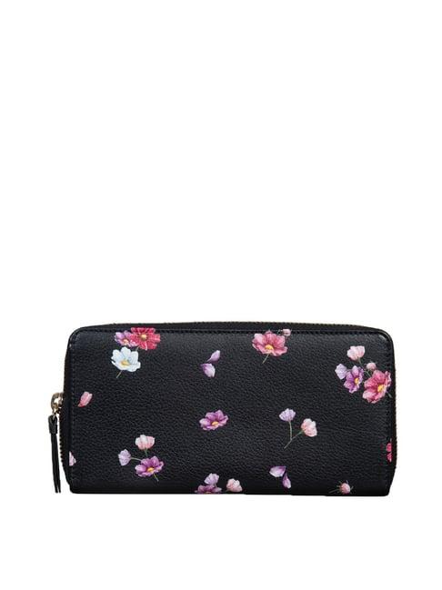 mai soli cosmos black floral zip around wallet for women