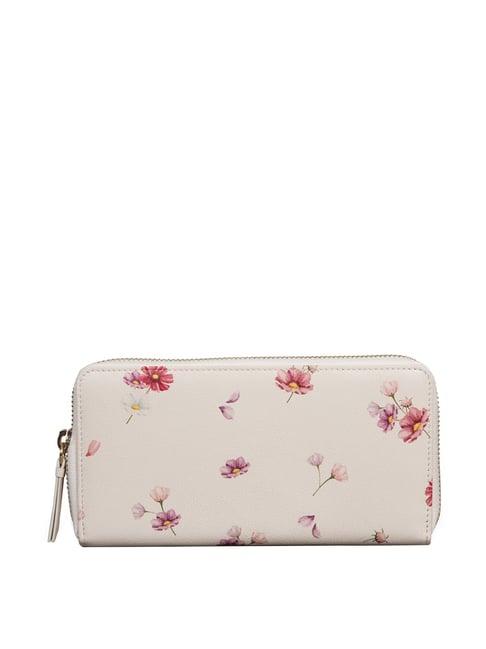 mai soli cosmos cream floral zip around wallet for women