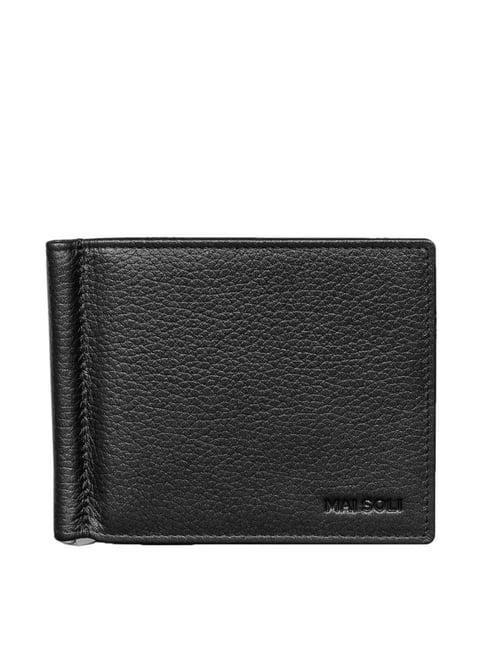 mai soli dollaro black casual leather money clip wallet for men