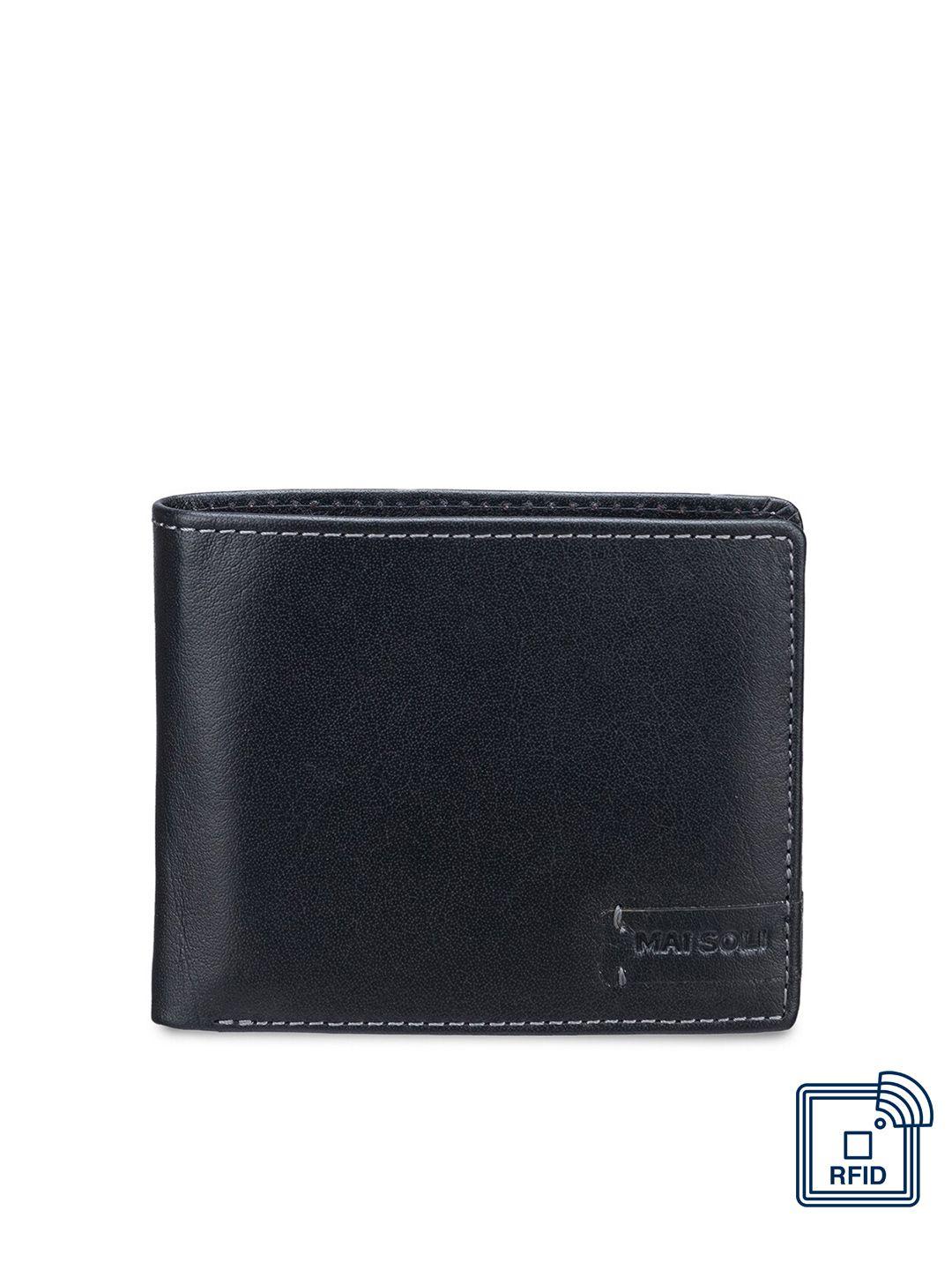 mai soli men black genuine leather rfid protected ranch two fold wallet