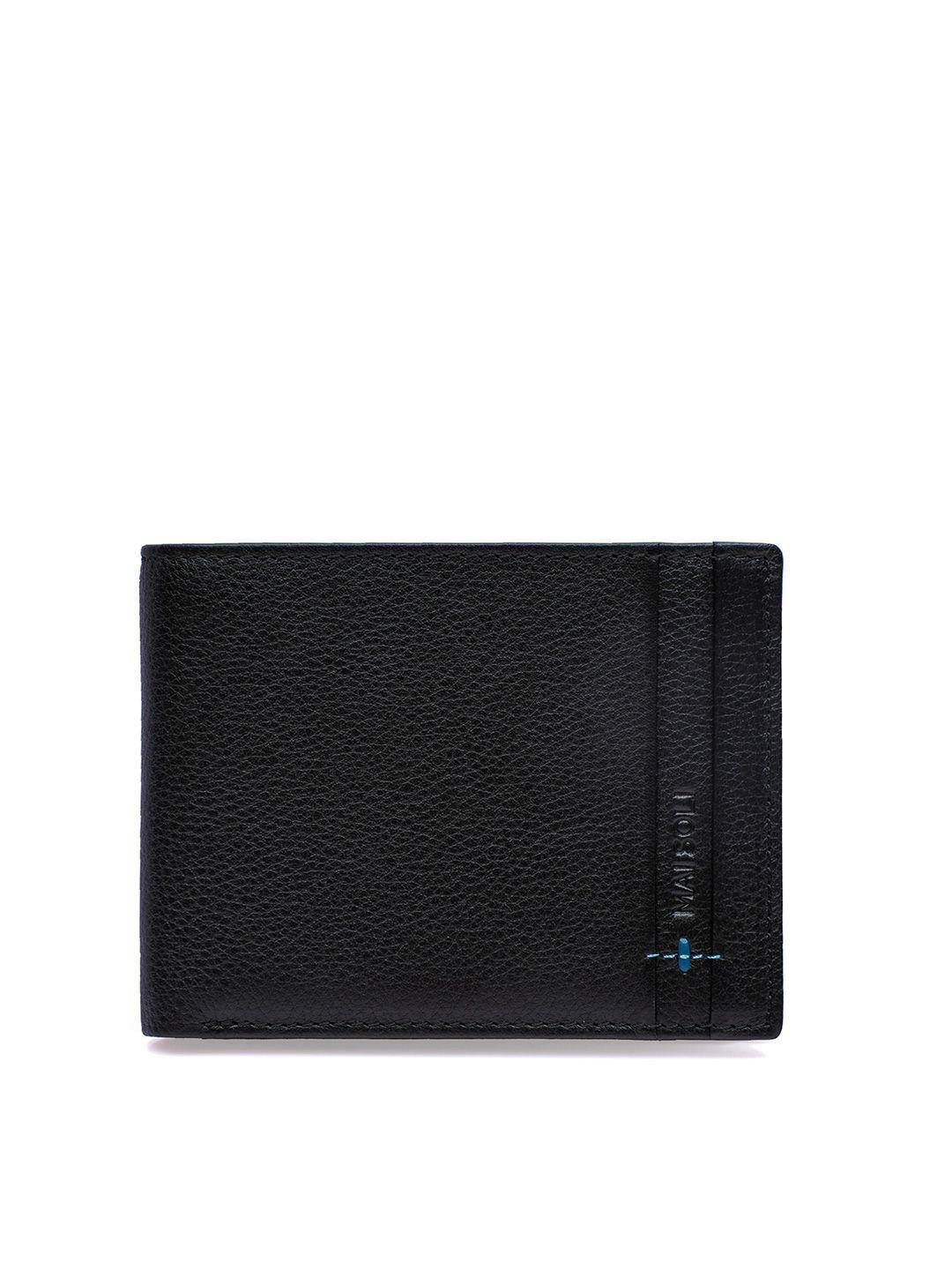mai soli men black leather two fold wallet