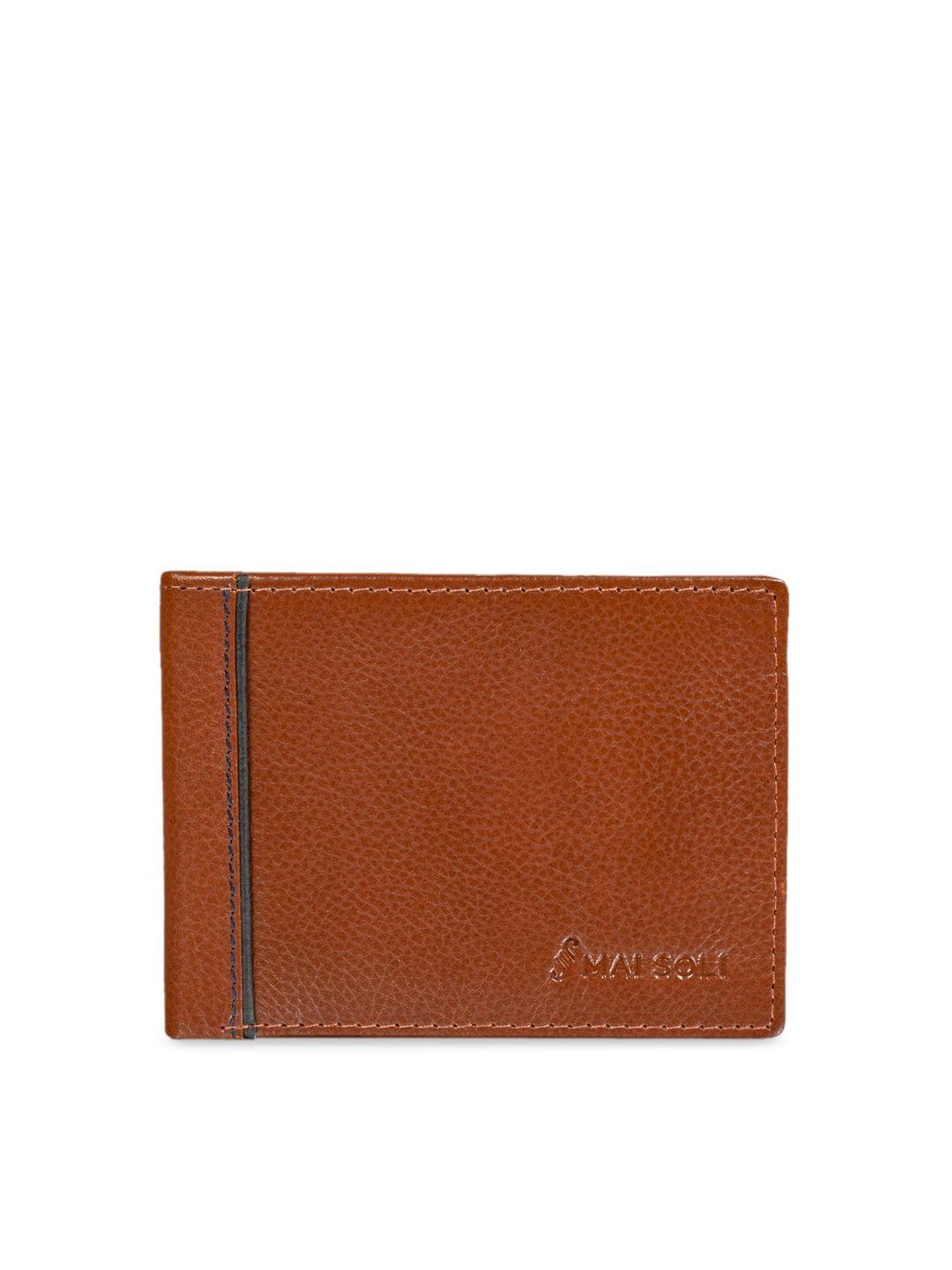mai soli men brown solid two fold wallet