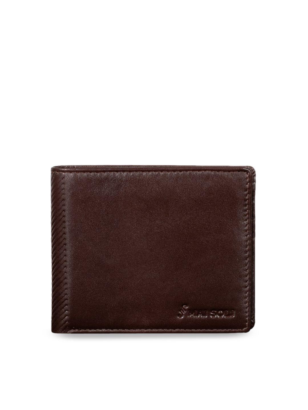 mai soli men brown solid two fold wallet