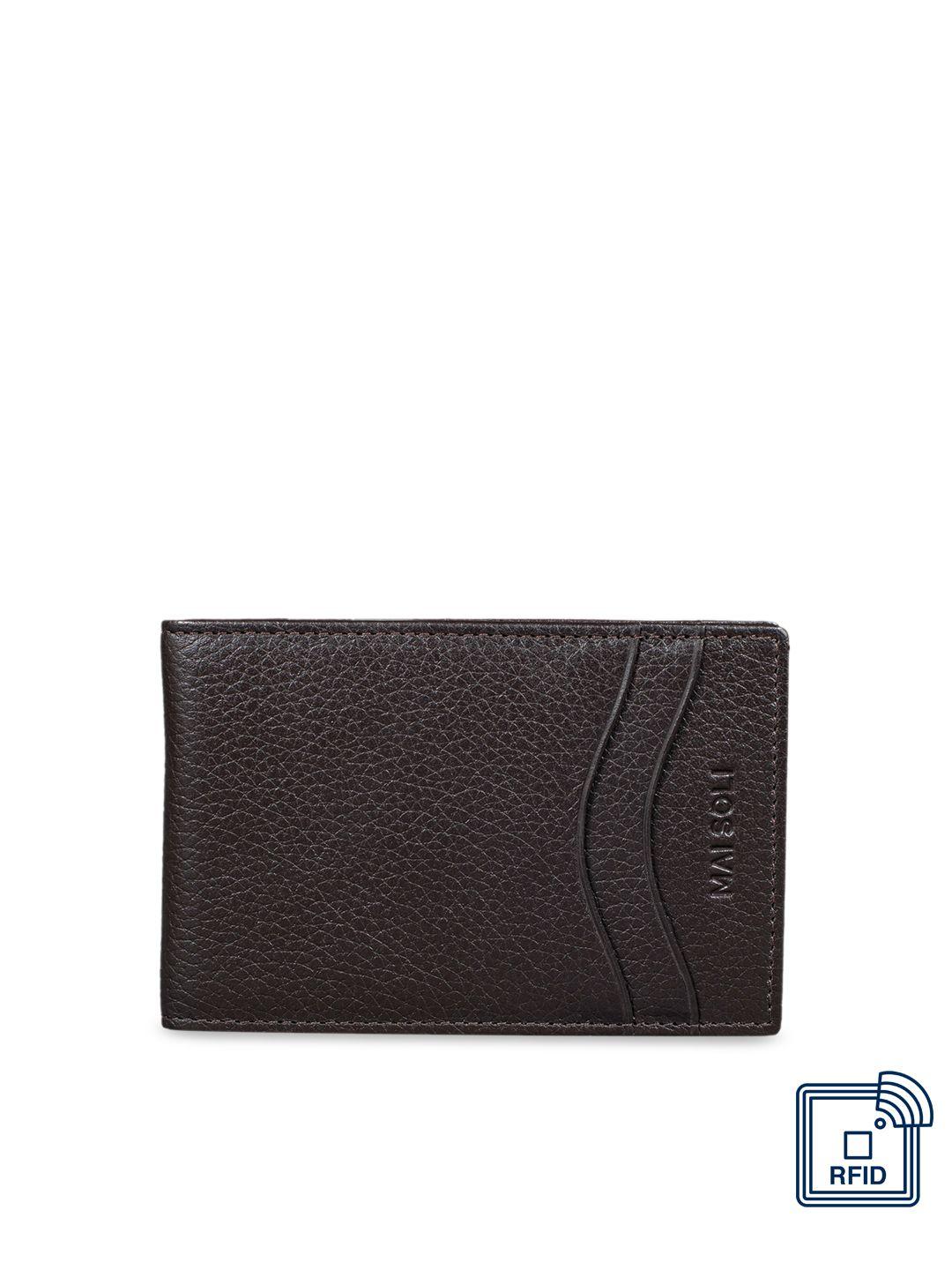 mai soli men brown textured money clip wallet