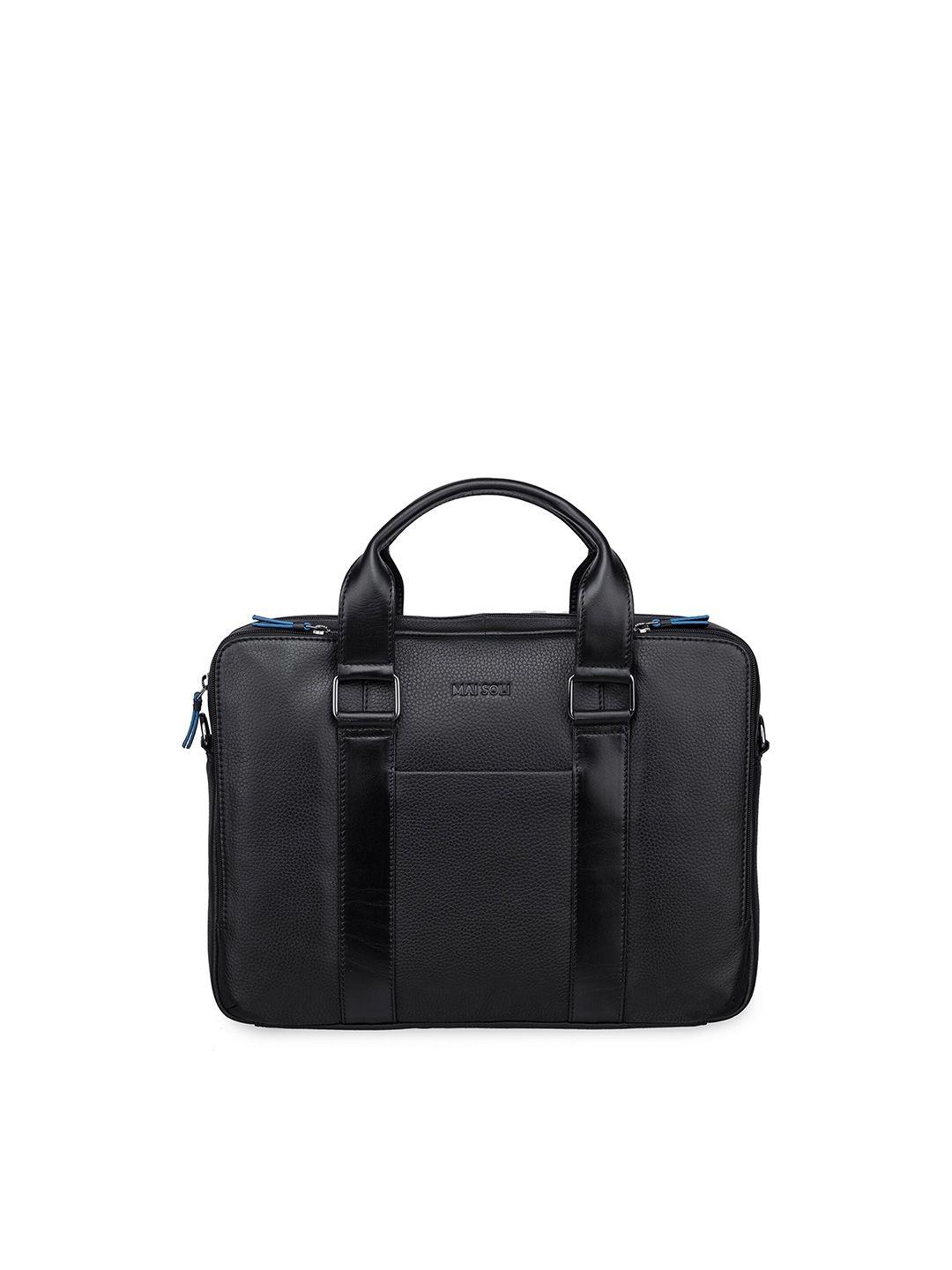 mai soli men textured genuine leather laptop bag