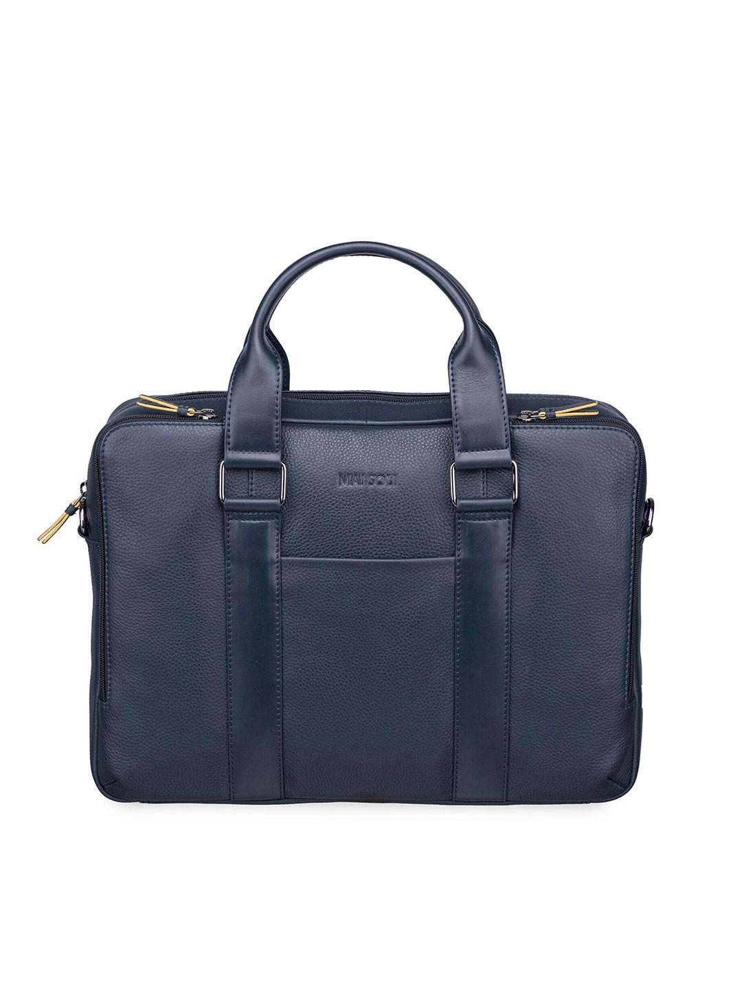mai soli men textured leather multi-pockets carter laptop bag