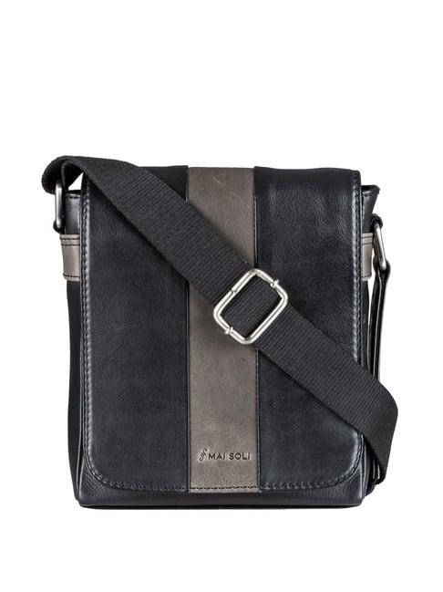 mai soli racer black & grey solid medium cross body bag