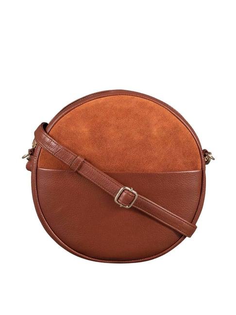 mai soli tan solid medium sling handbag