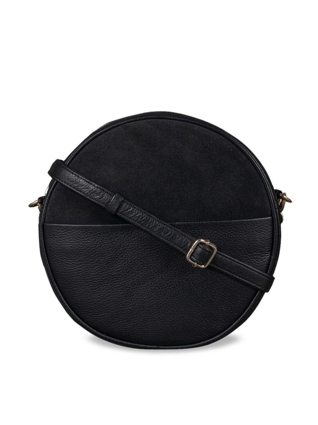 mai soli women black textured leather crossbody bag