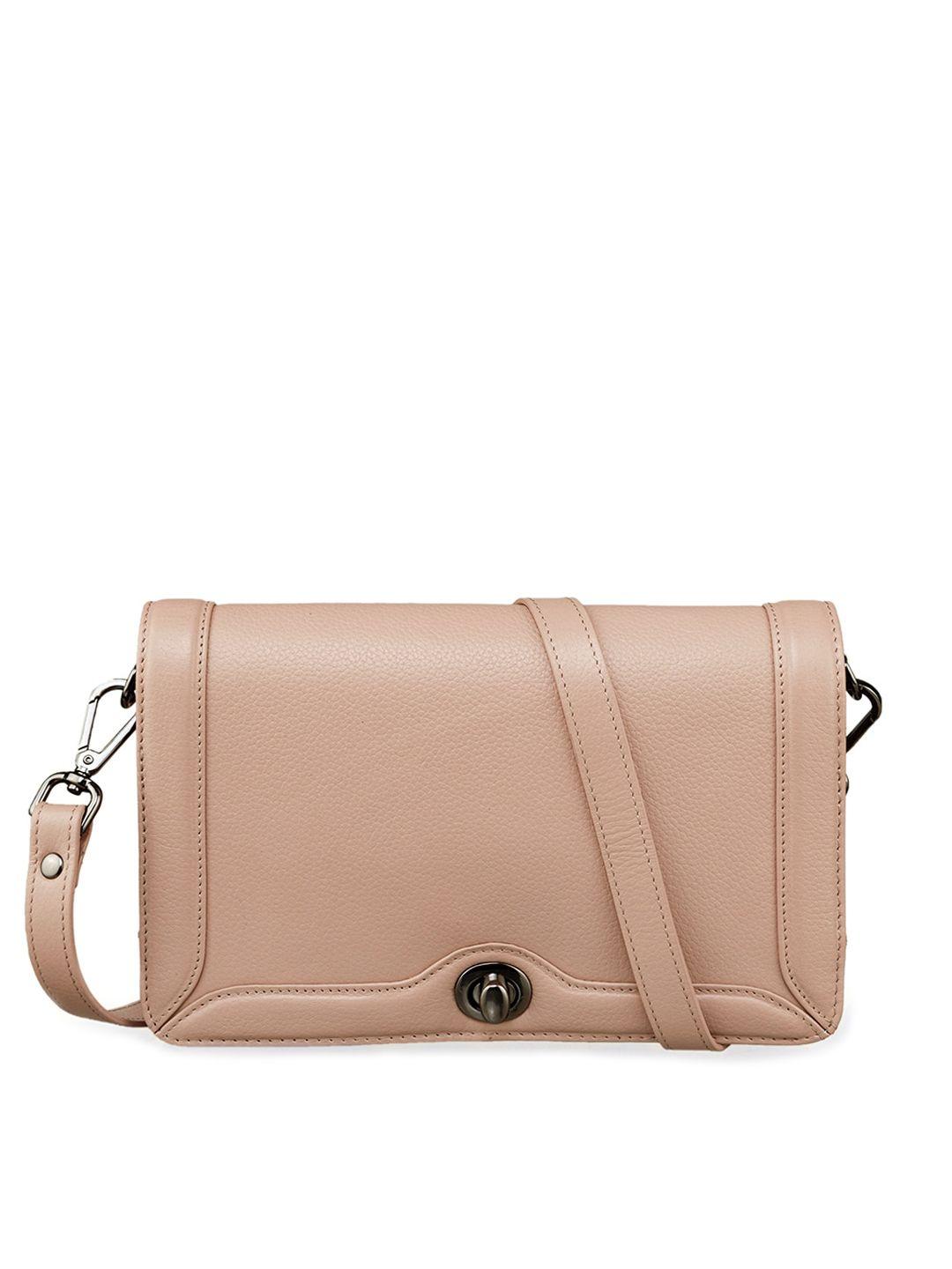 mai soli women nude-pink solid genuine leather bowie crossbody sling bag