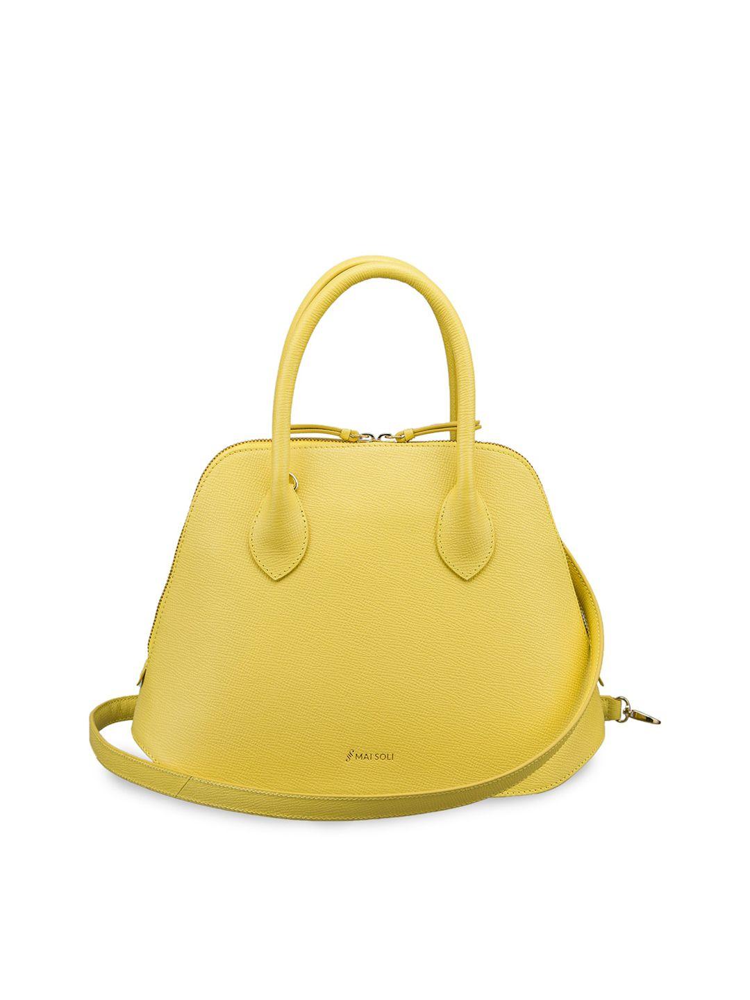 mai soli yellow leather structured satchel