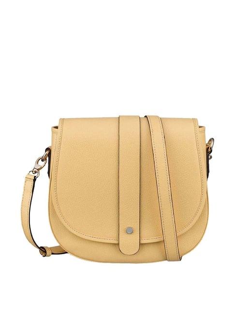 mai soli yellow solid medium sling handbag