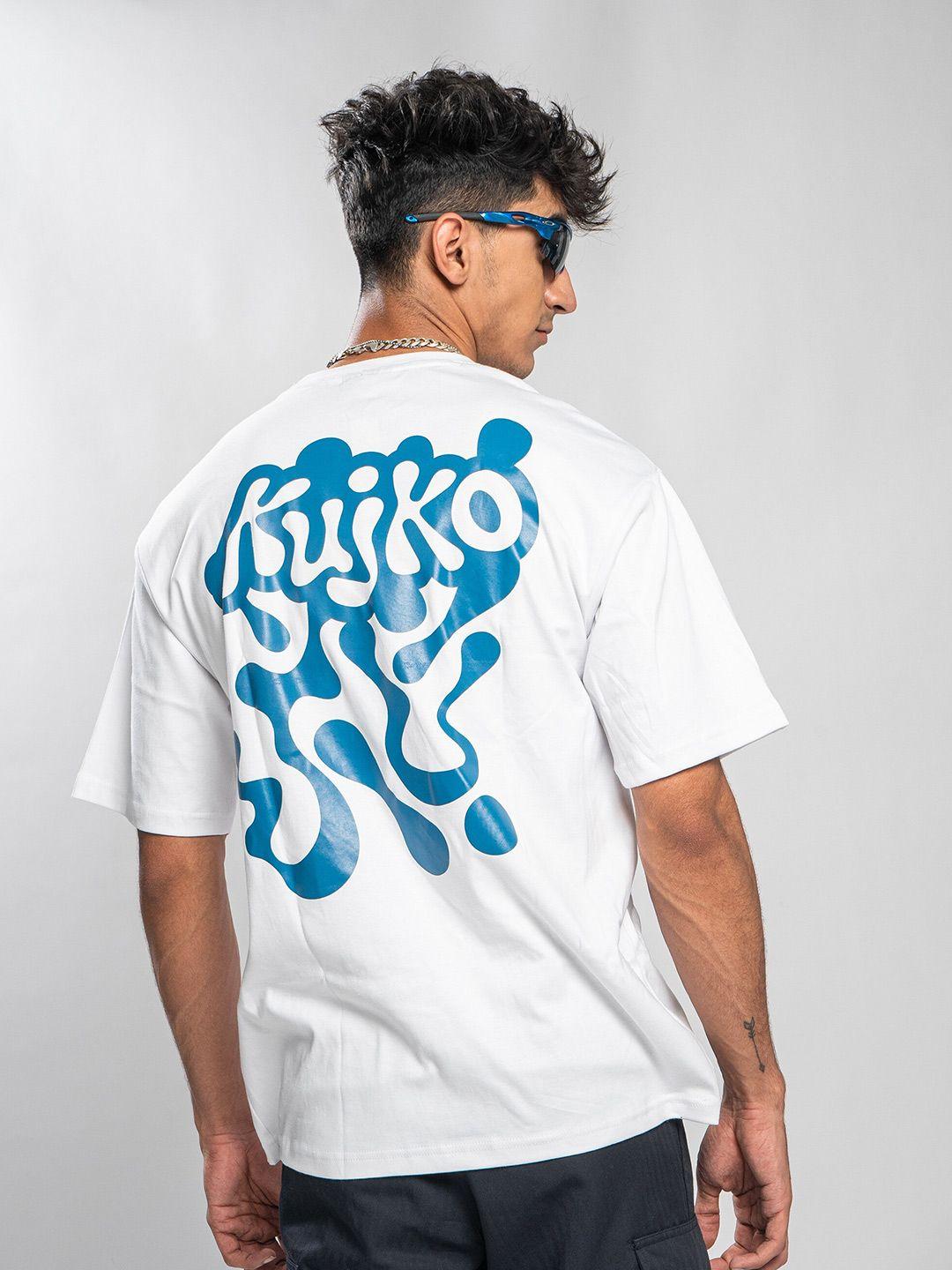 main character india kujko printed drop-shoulder sleeves oversized cotton t-shirt