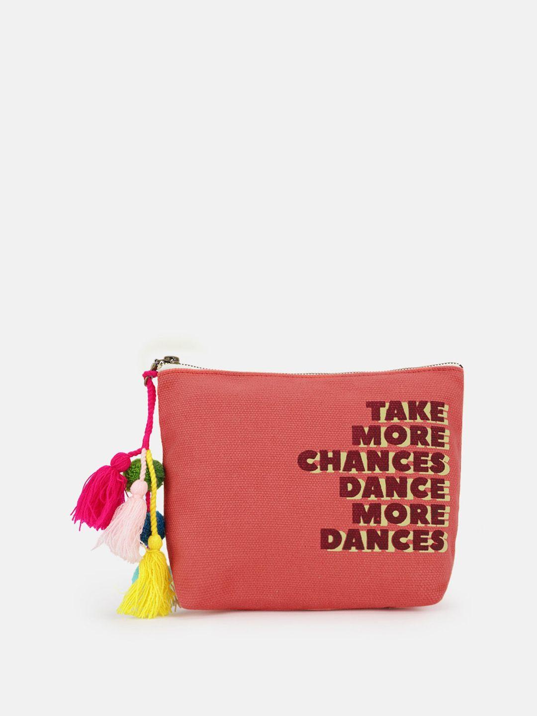 maisha typography printed cotton pouch with tasselled detail