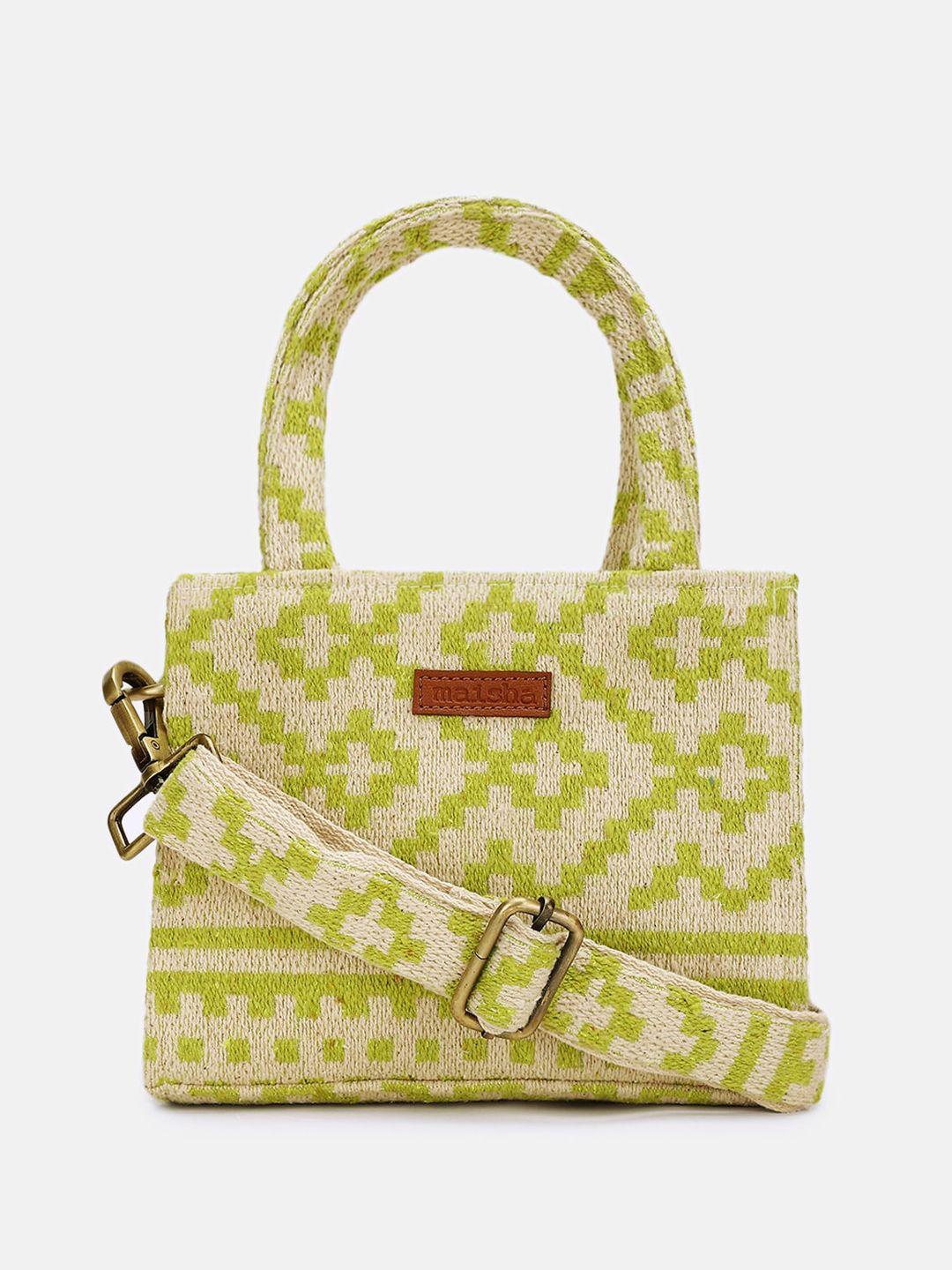 maisha geometric printed fabric structured handheld bag