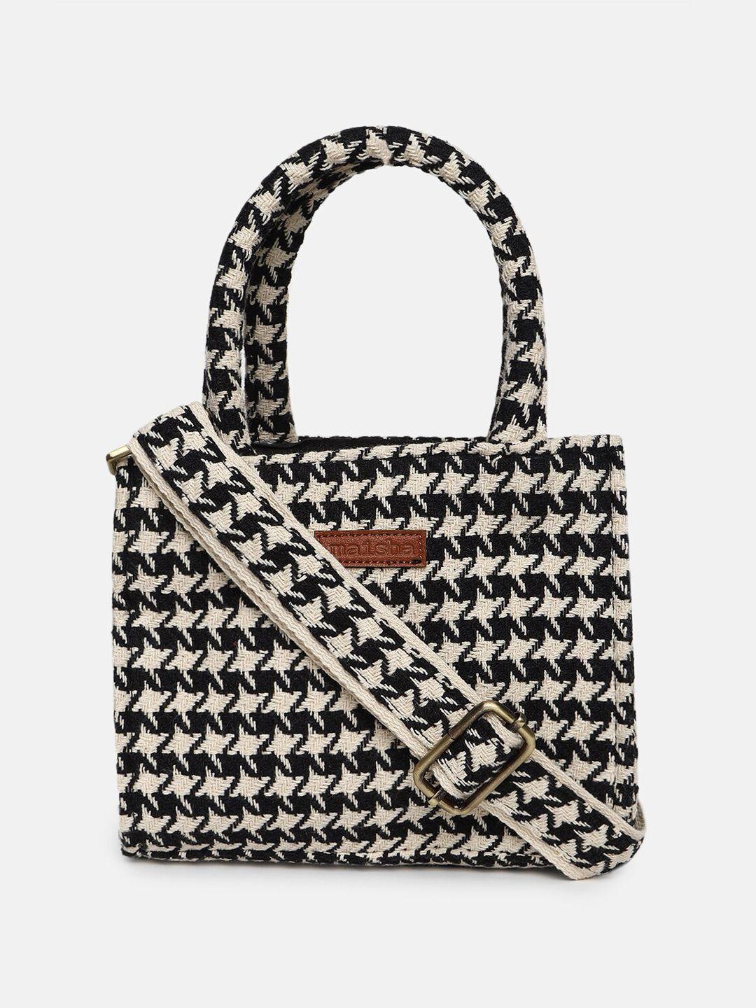 maisha geometric self design shopper fabric tote bag