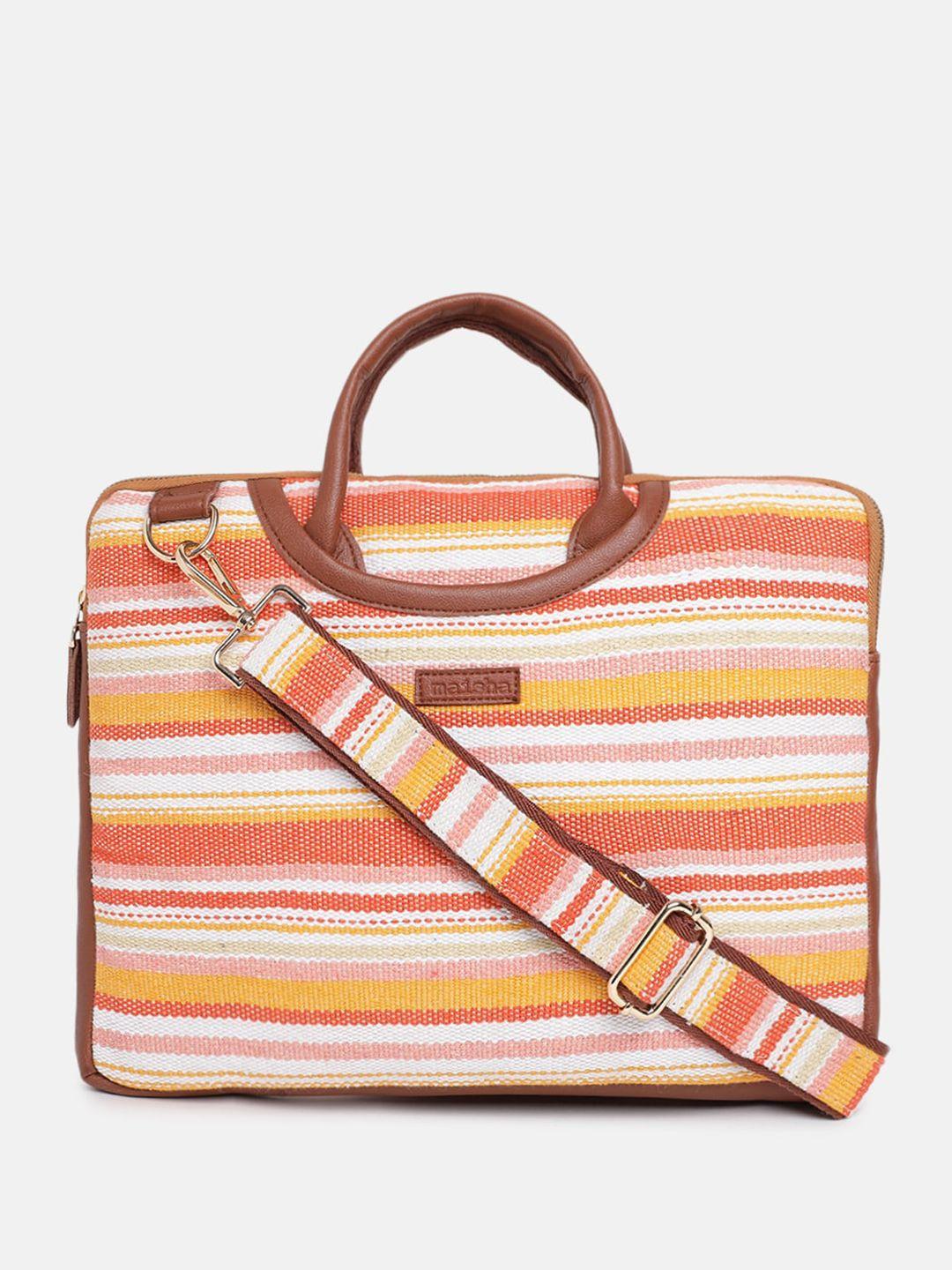maisha striped jute laptop bag up to 16 inch