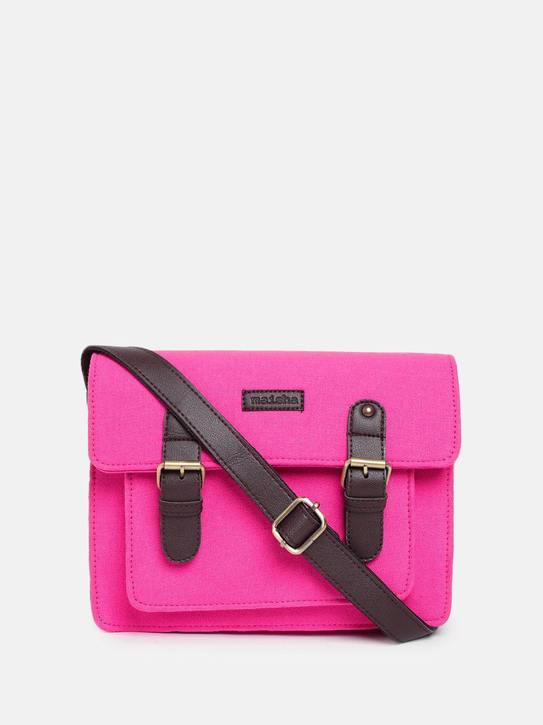 maisha structured fabric satchel with buckle detail