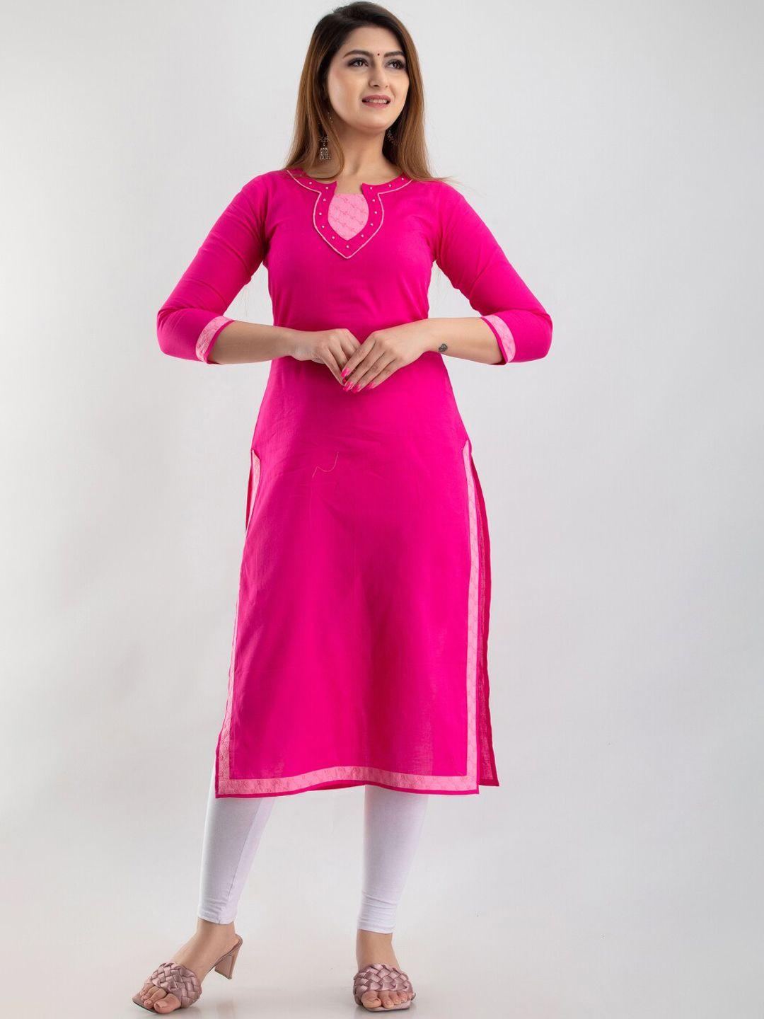 maishi women pink chikankari pure cotton kurta