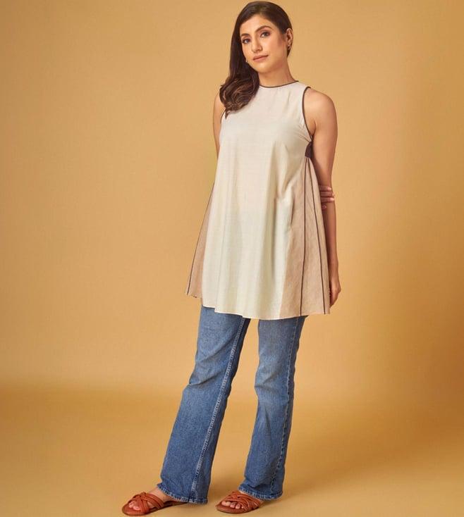 maisolos ivory cotton incut top