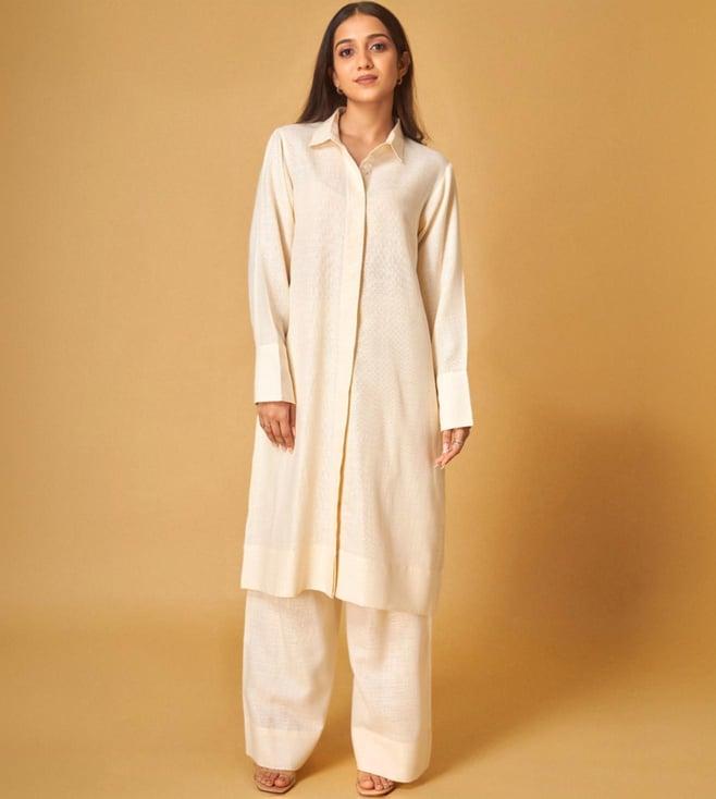 maisolos ivory jute linen tunic with pant