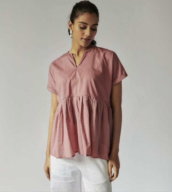 maisolos old rose cotton linen top