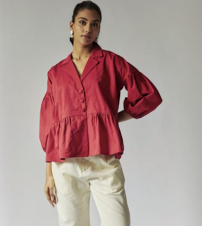 maisolos red cotton linen shirt