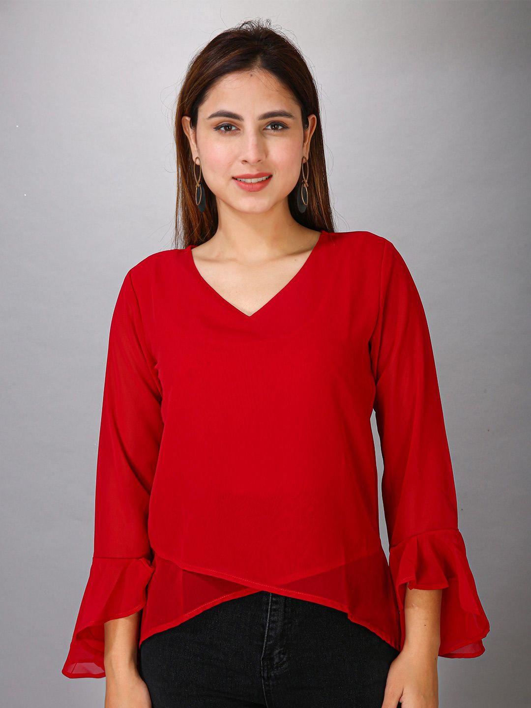 maiyee red bell sleeve top