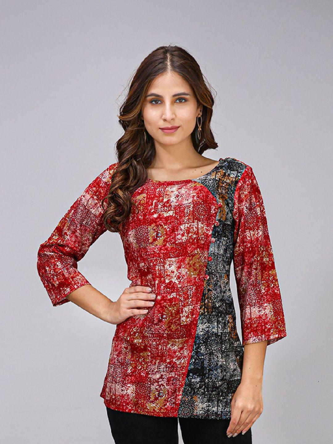 maiyee red floral print top