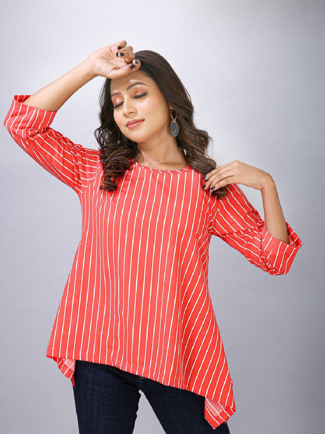 maiyee red striped bell sleeve top
