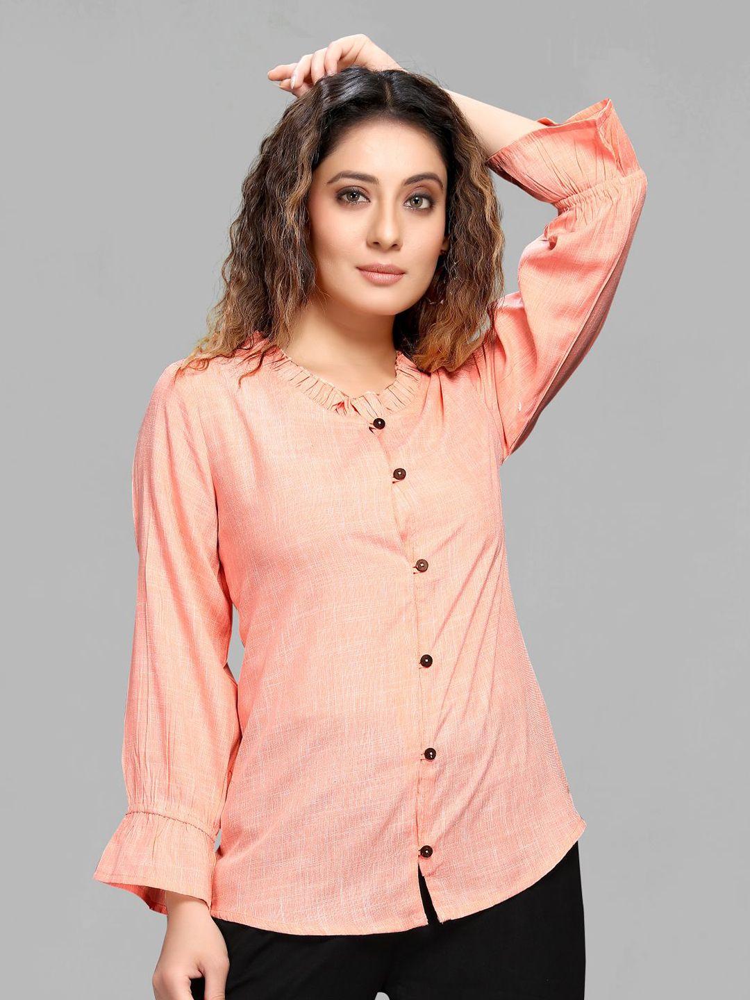 maiyee round neck puff sleeve shirt style top