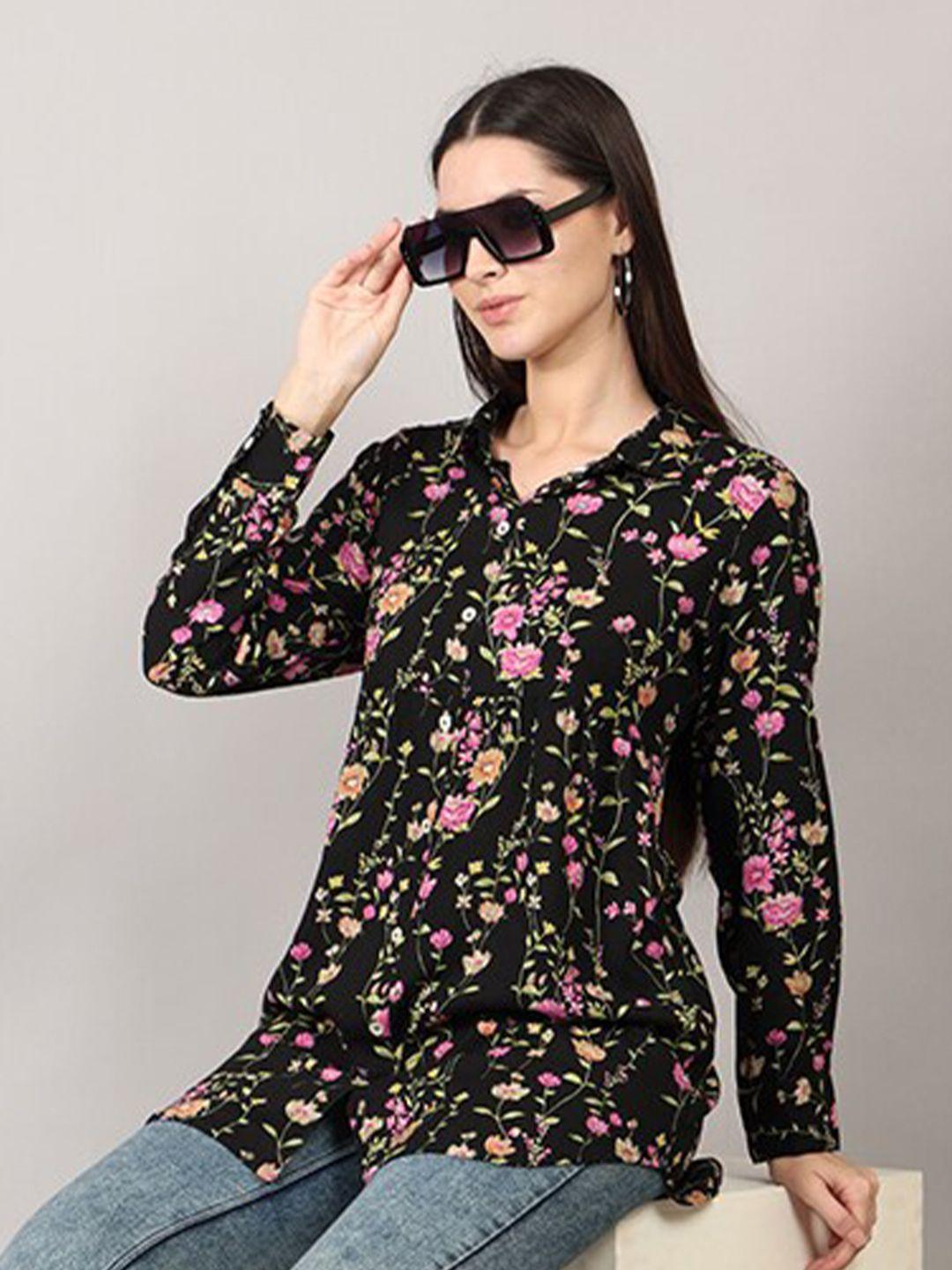 maiyee black floral print top