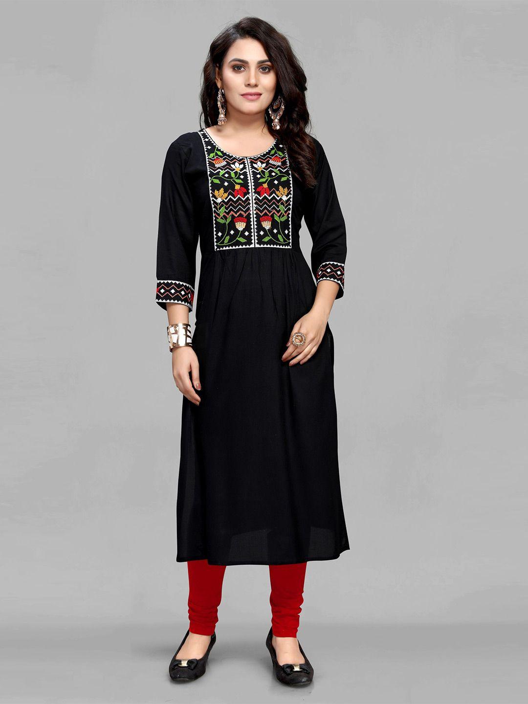 maiyee floral embroidered straight kurta