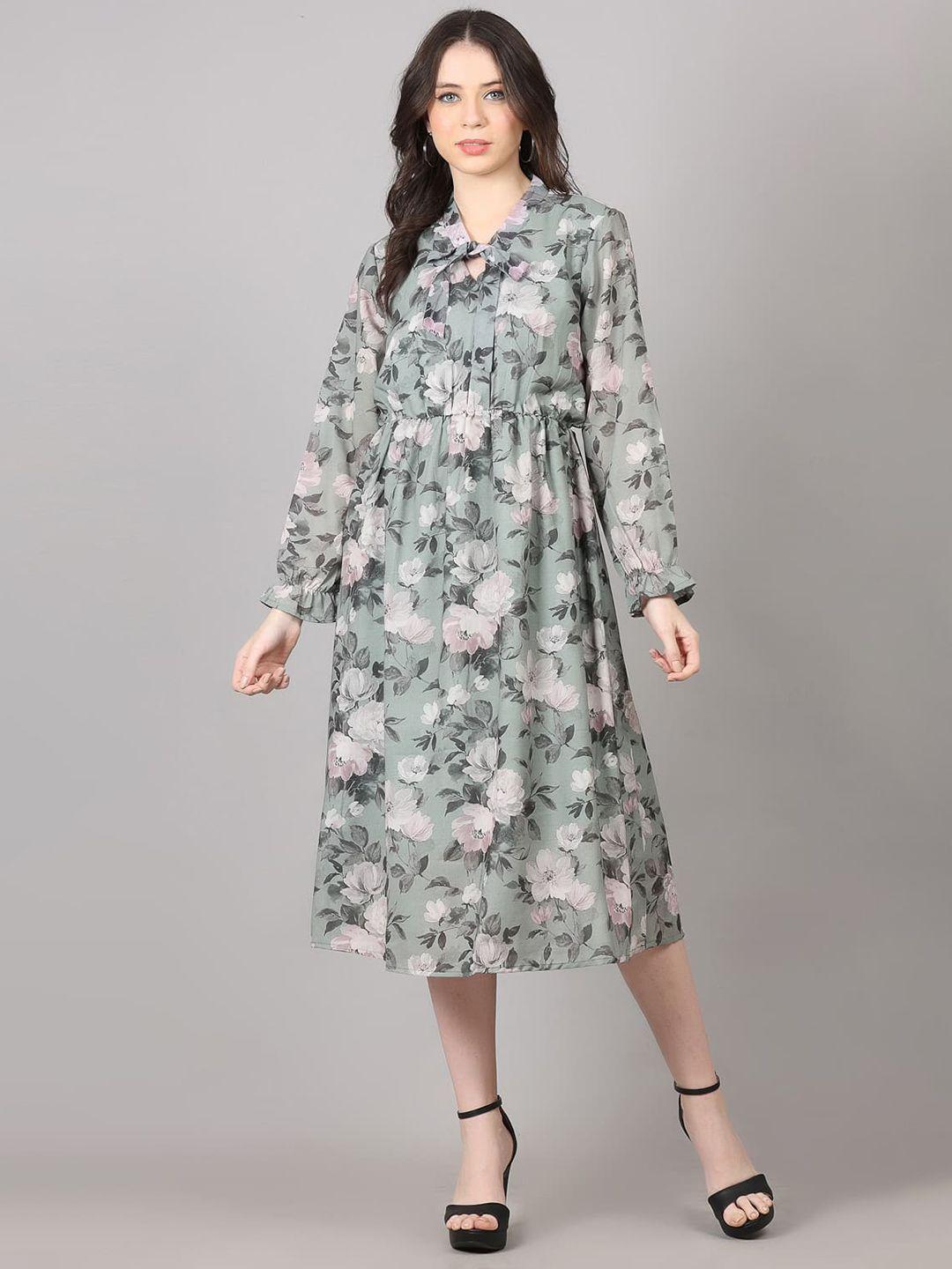 maiyee floral printed a-line georgette dress