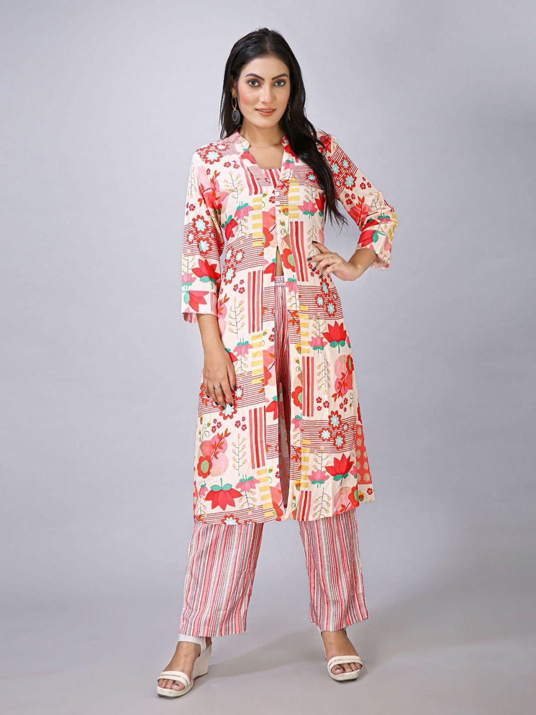 maiyee floral printed a-line kurta with trouser