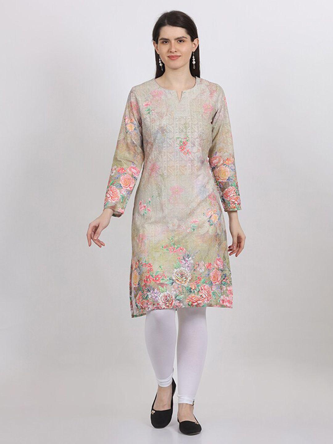 maiyee floral printed straight kurta