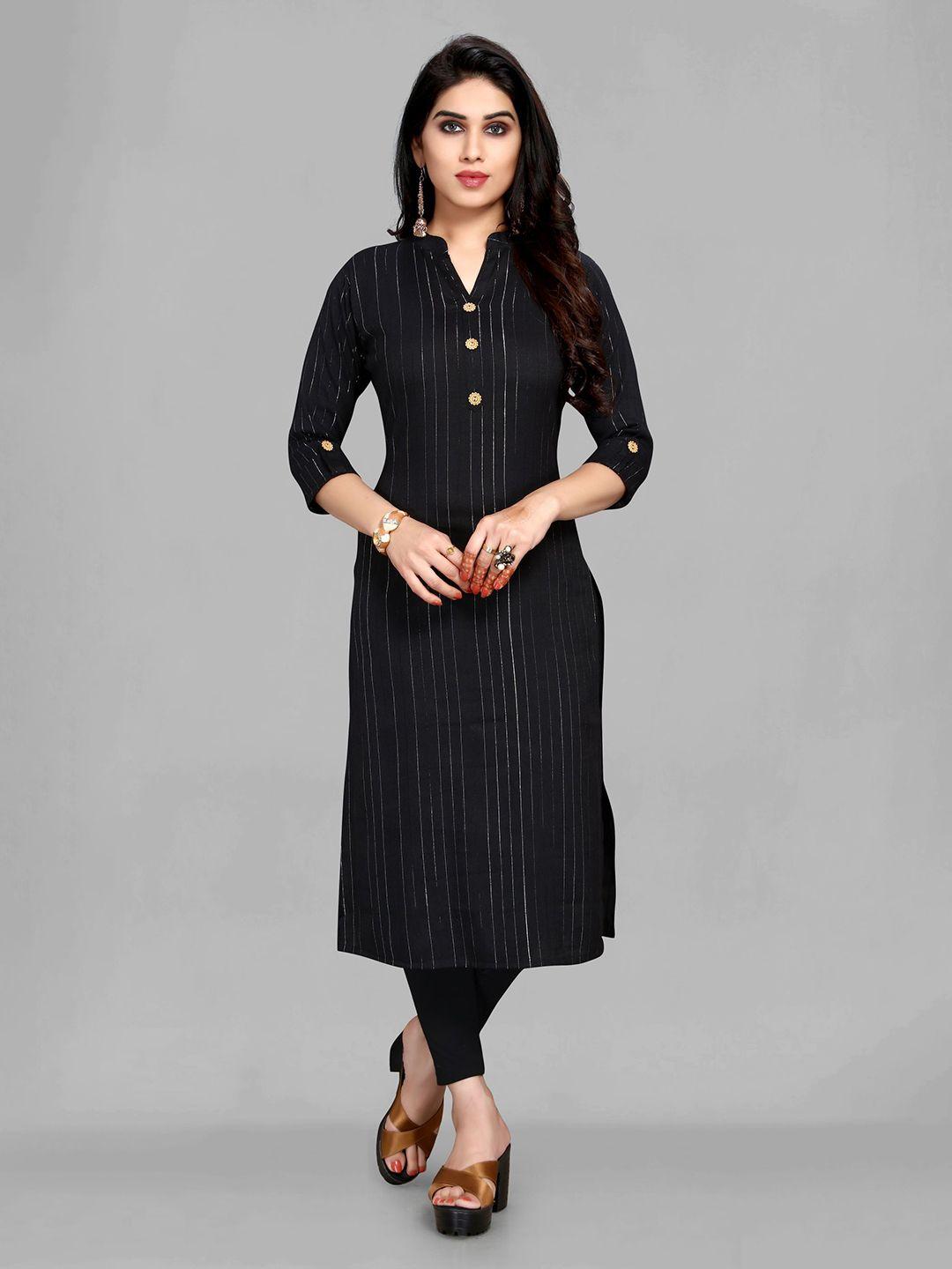 maiyee mandarin collar striped straight kurta