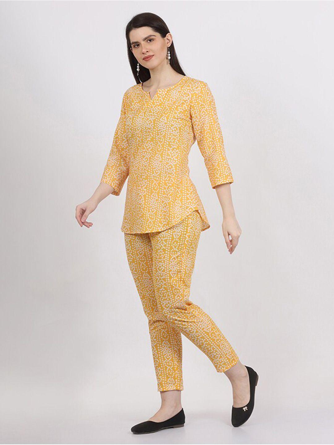 maiyee printed pure cotton tunic & trousers co-ords set