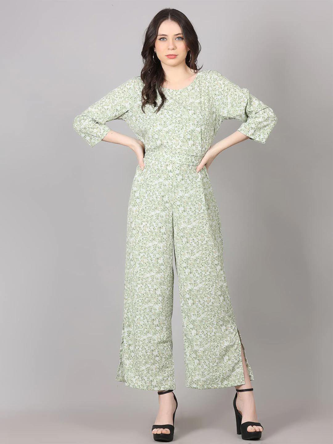 maiyee printed v-neck basic jumpsuit