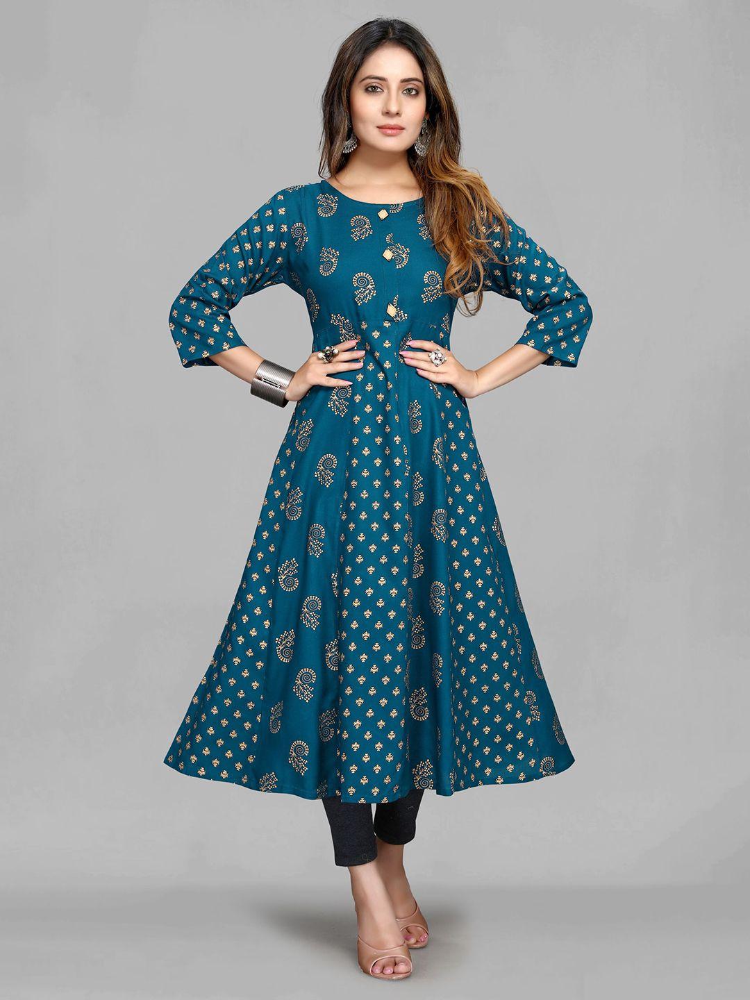 maiyee round neck ethnic printed a-line kurta