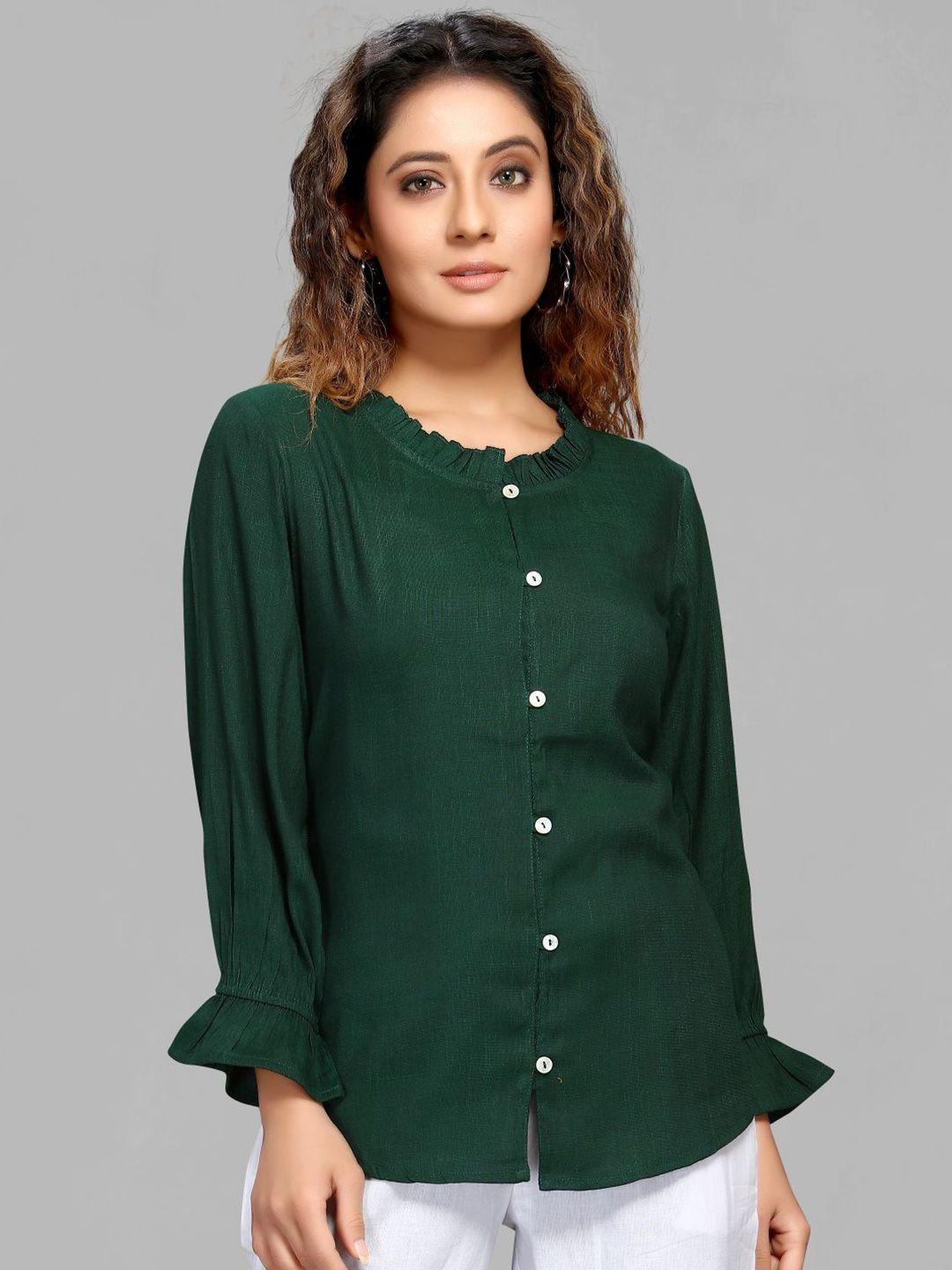 maiyee round neck puff sleeve shirt style top