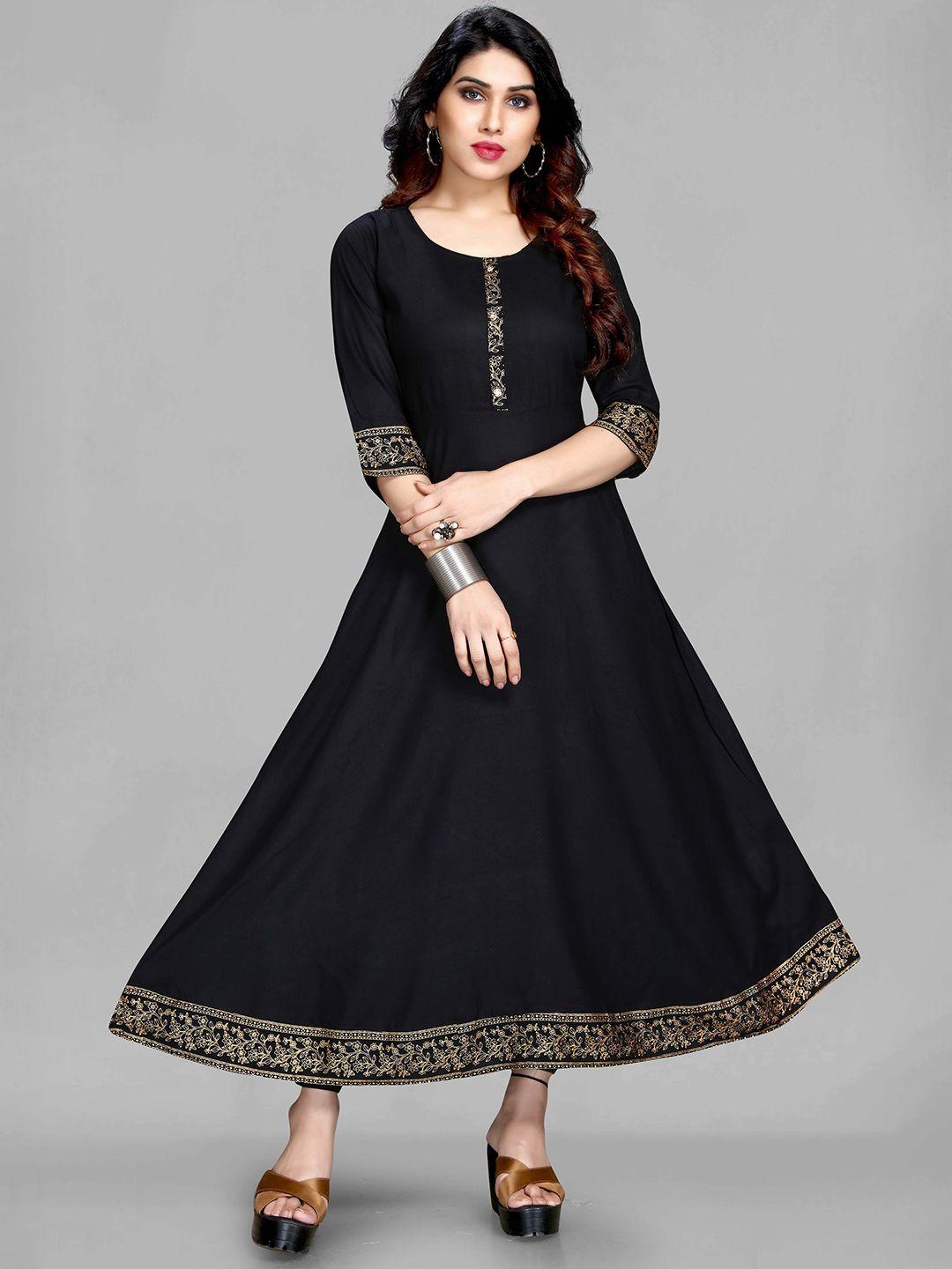 maiyee round neck thread work a-line kurta