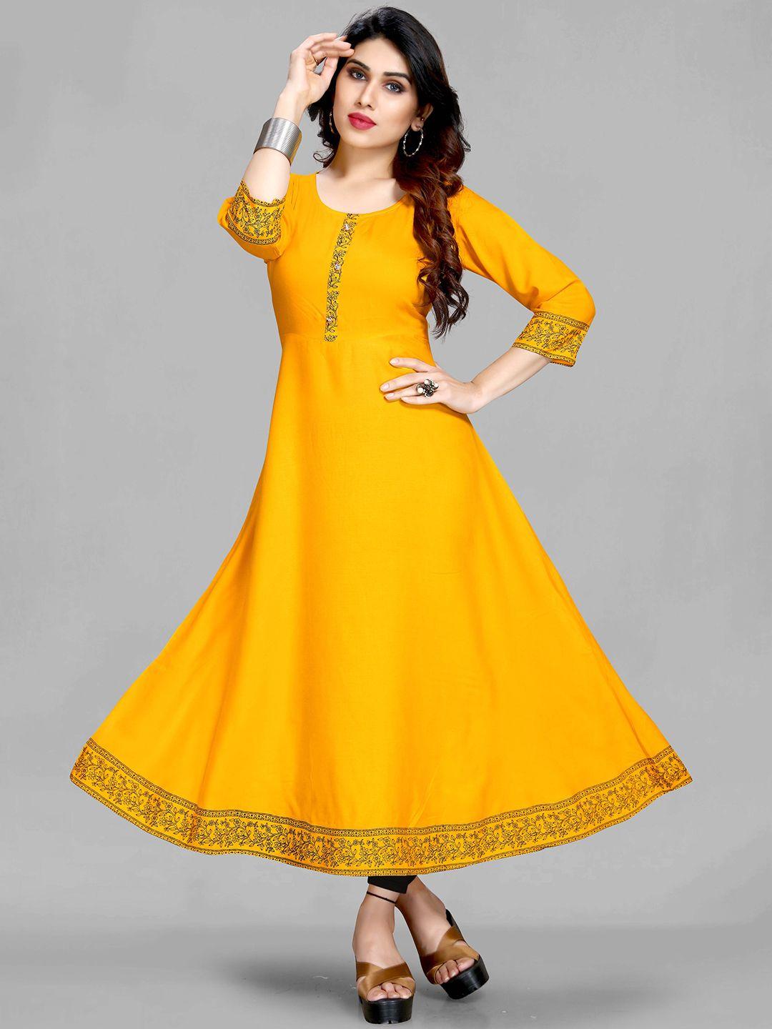 maiyee round neck thread work a-line kurta