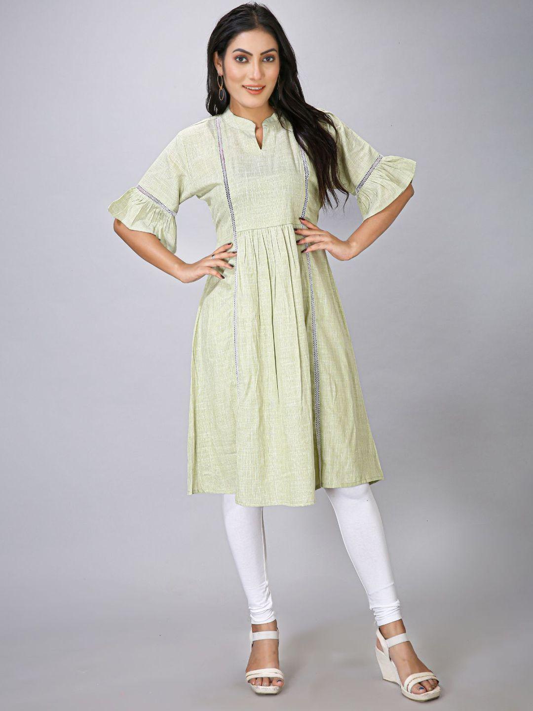 maiyee woven design bell sleeves gotta patti mandarin collar a-line kurta